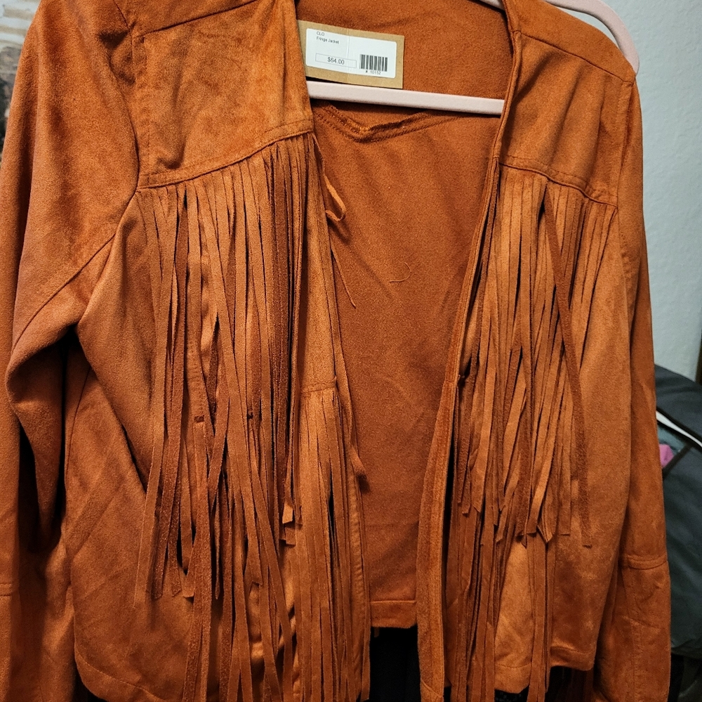 NWT By Together Suede-Look Rust Fringe Jacket - Picture 7 of 7